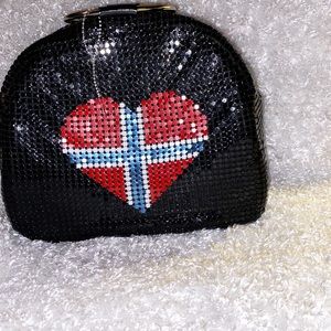 Black Sequin Purse with Red Heart.